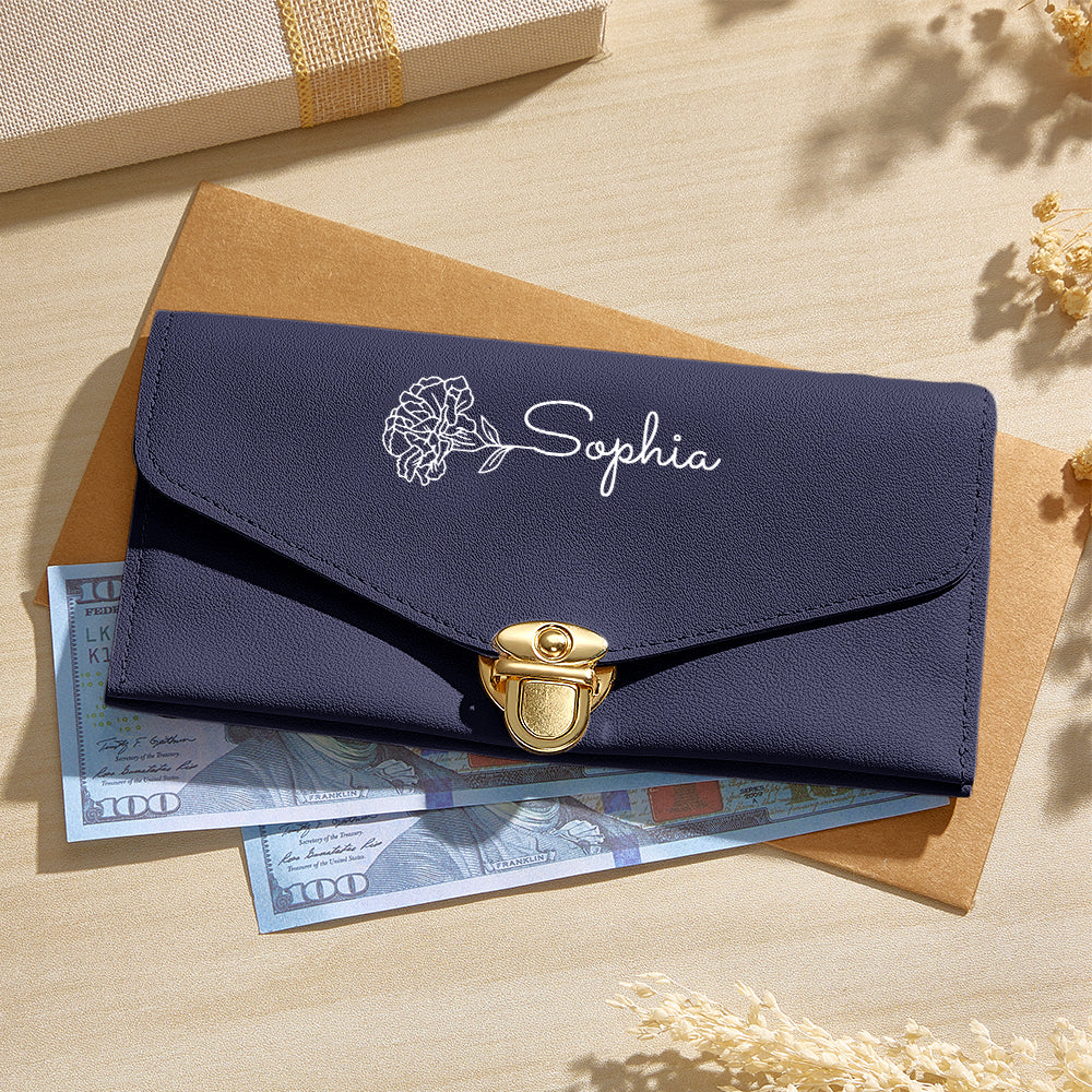 Portfel na Dzień Babci - prezent dla babci z imieniem i kwiatem urodzinowym