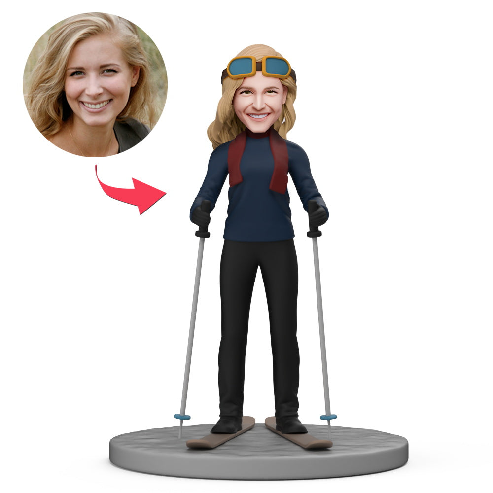 Custom Skiing Bobbleheads With Engraved Text Gift for Her