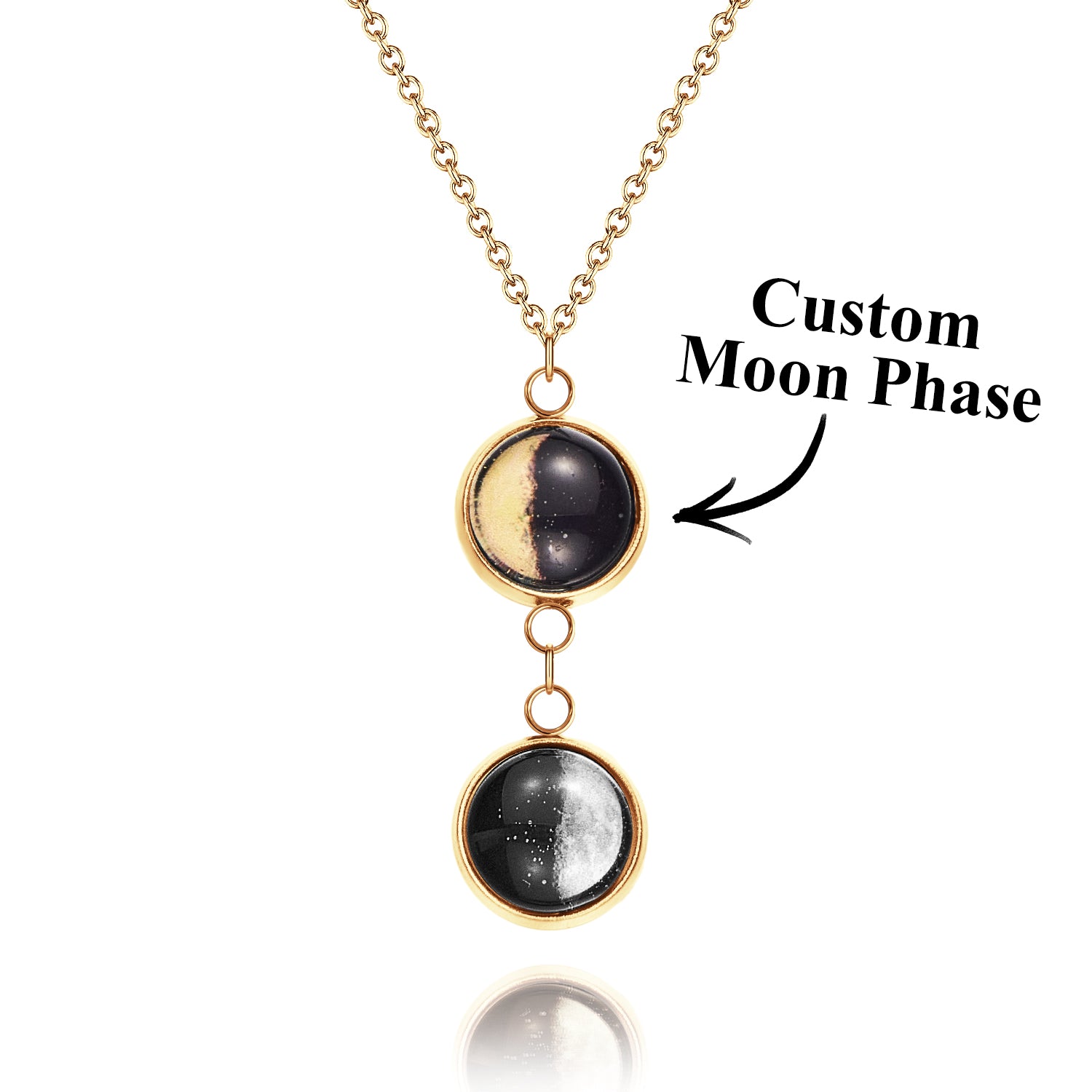 Custom Double Moon Phase Necklace Luminous Necklace Gift for Her