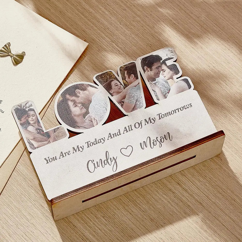 Personalizowana drewniana tablica z zdjęciem dla pary na prezent na rocznicę