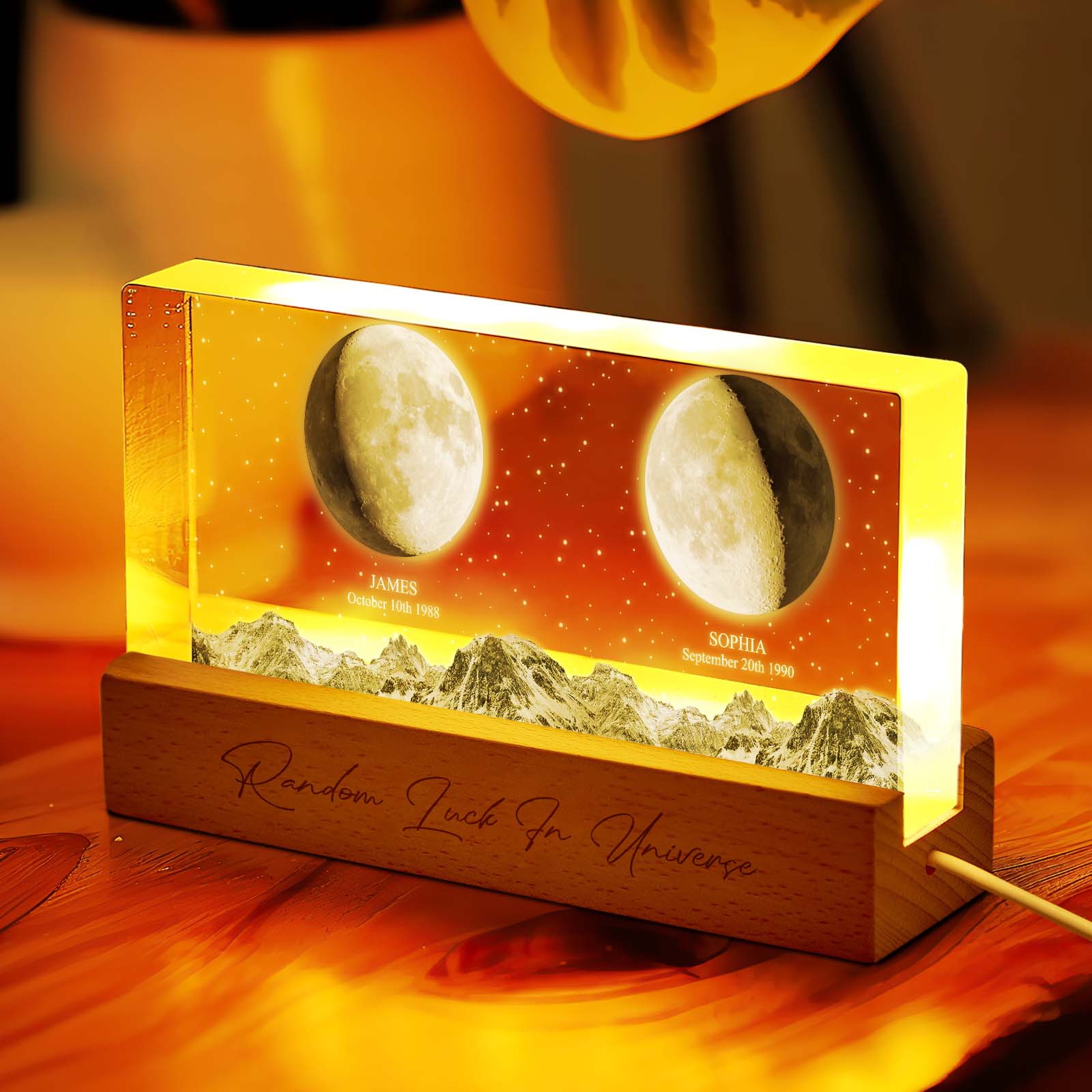 Personalizowana lampka nocna w kształcie fazy Księżyca z zdjęciem dla ukochanej