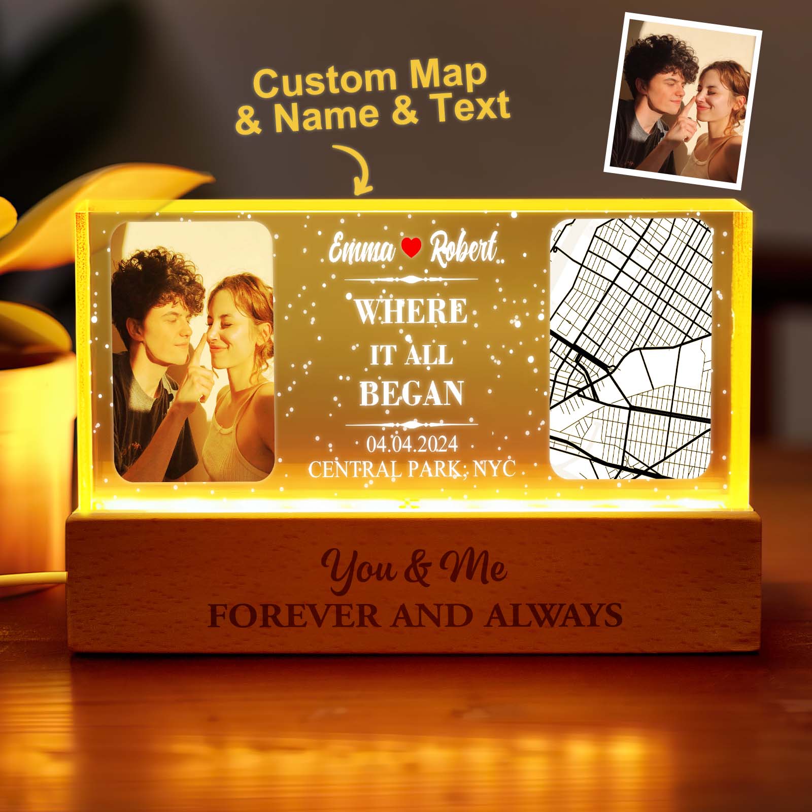 Personalizowana lampka nocna z zdjęciem, prezent dla ukochanej na rocznicę