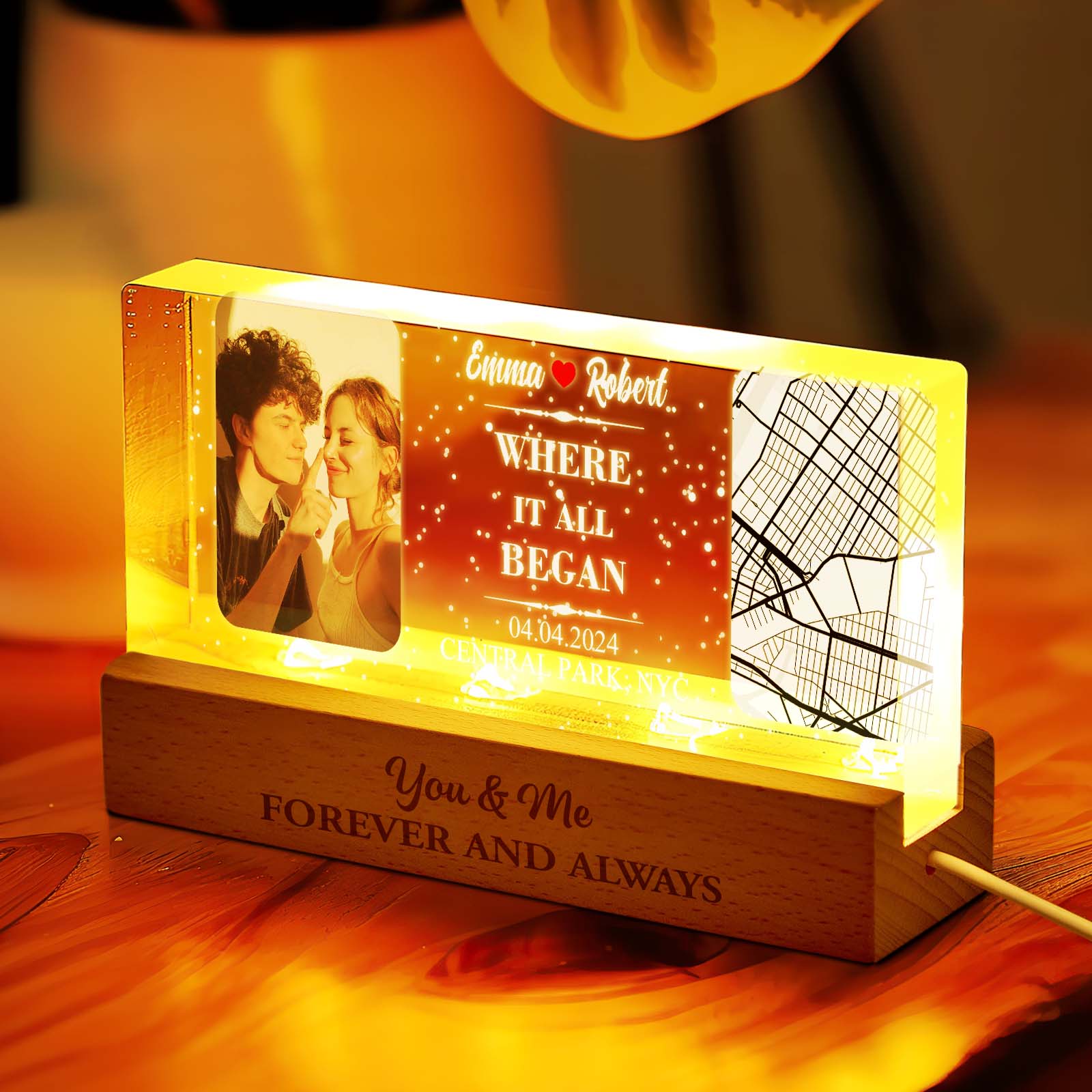 Personalizowana lampka nocna z zdjęciem, prezent dla ukochanej na rocznicę