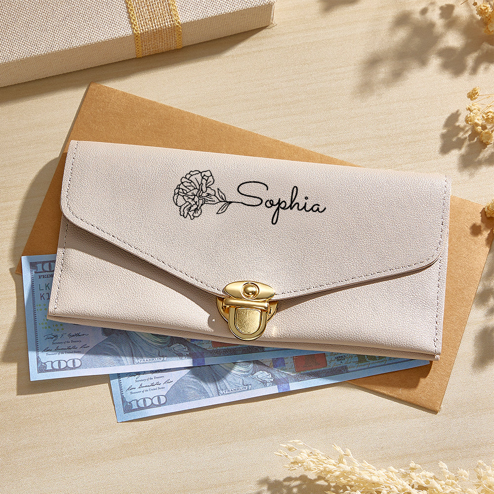 Portfel na Dzień Babci - prezent dla babci z imieniem i kwiatem urodzinowym