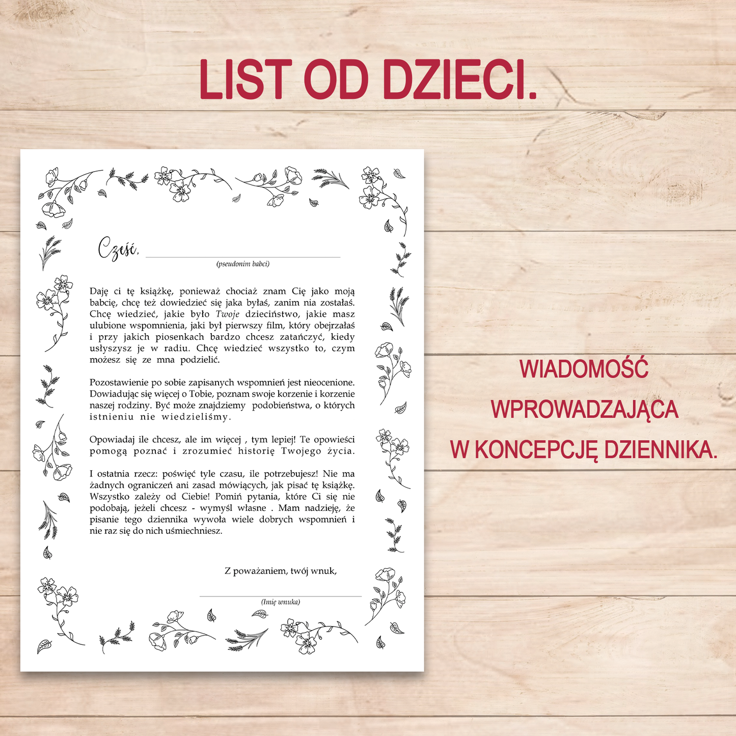 Dziennik wspomnień babci do wydrukowania