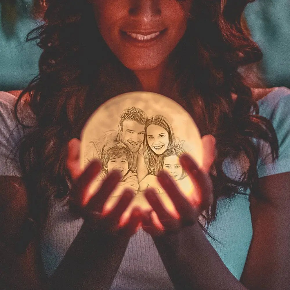 Personalizowana lampa księżycowa 3D z zdjęciem - idealny prezent na Święta