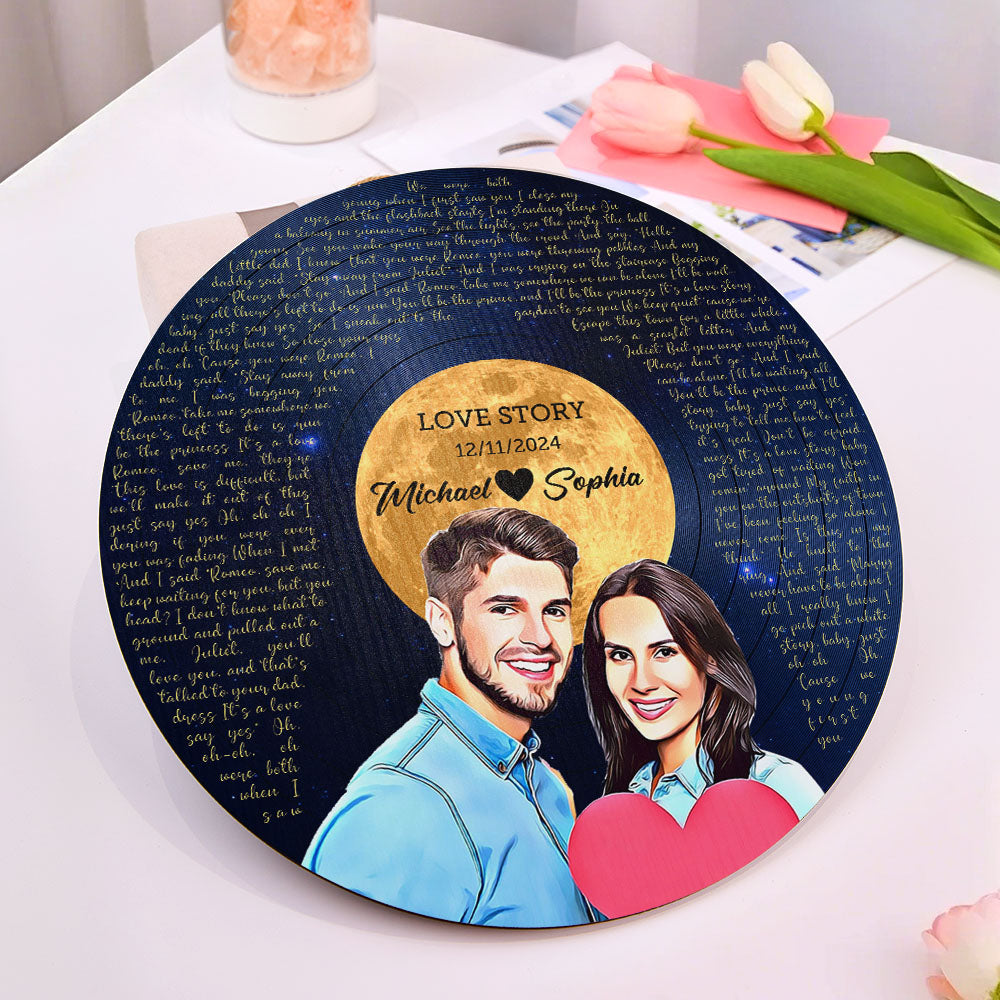 Personalizowany drewniany znak z tekstem piosenki na prezent dla ukochanej