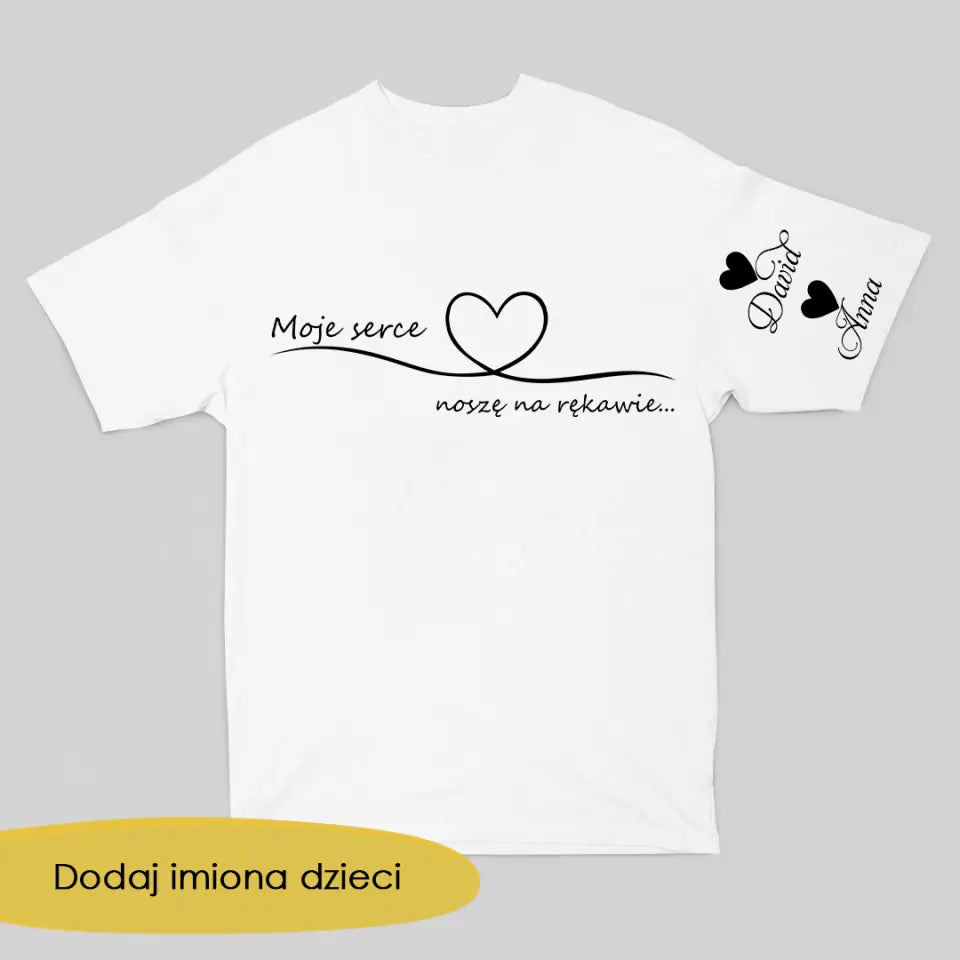 Koszulka Kolorowa z personalizowanym rękawem Prezenty Dla Taty Na Urodziny Moje serce