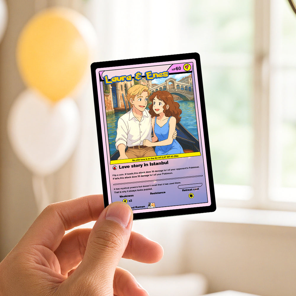 Personalizowana karta Pokemon dla pary na Walentynki, rocznicę, prezent