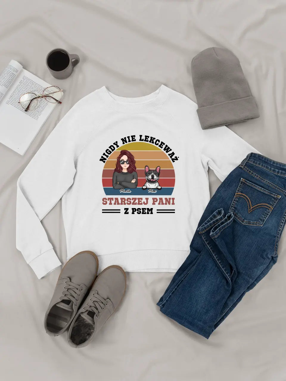 Bluza Unisex - Nigdy nie lekceważ starszej pani z psem