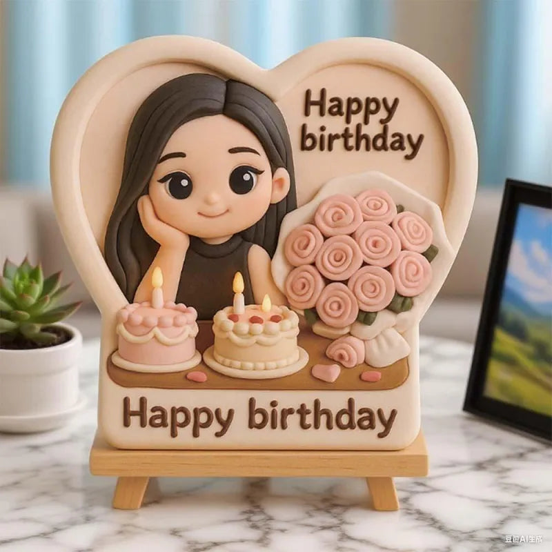 Custom 3D Mini Figurine Decors Personalized Unique Home Decor Birthday Gift Wedding Gift Toy For Celebration (No Wooden Holder Included)