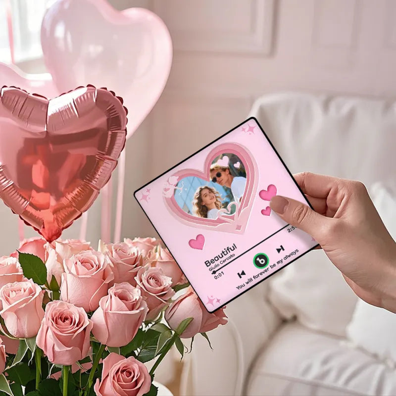 Personalizowany magnes na lodówkę z muzyką i zdjęciem, prezent na Walentynki dla pary