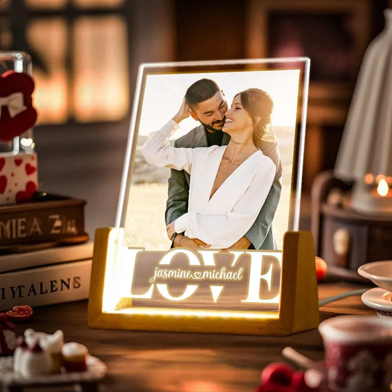 Personalizowana lampka nocna z kolażem zdjęć dla pary na rocznicę lub walentynki