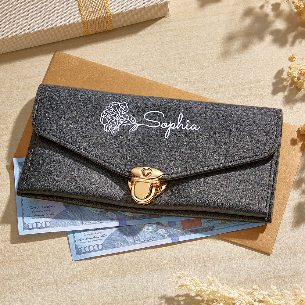 Portfel na Dzień Babci - prezent dla babci z imieniem i kwiatem urodzinowym