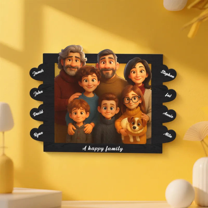 Personalized Cartoon Style Heart-Shaped Name Photo Frame Best Anniversary Birthday Family Holiday Gift