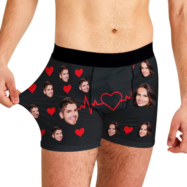 Personalizowane bokserki z sercem na prezent dla niego na urodziny lub walentynki