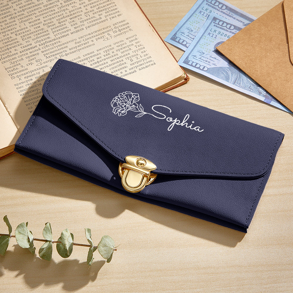 Portfel na Dzień Babci - prezent dla babci z imieniem i kwiatem urodzinowym