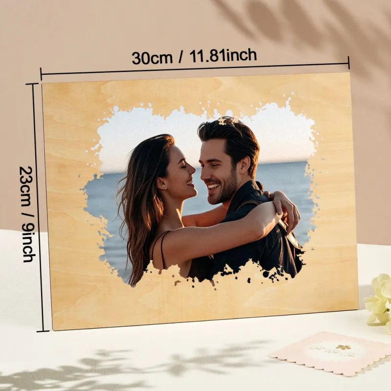 Personalizowany portret pary na drewnie, idealny prezent na rocznicę