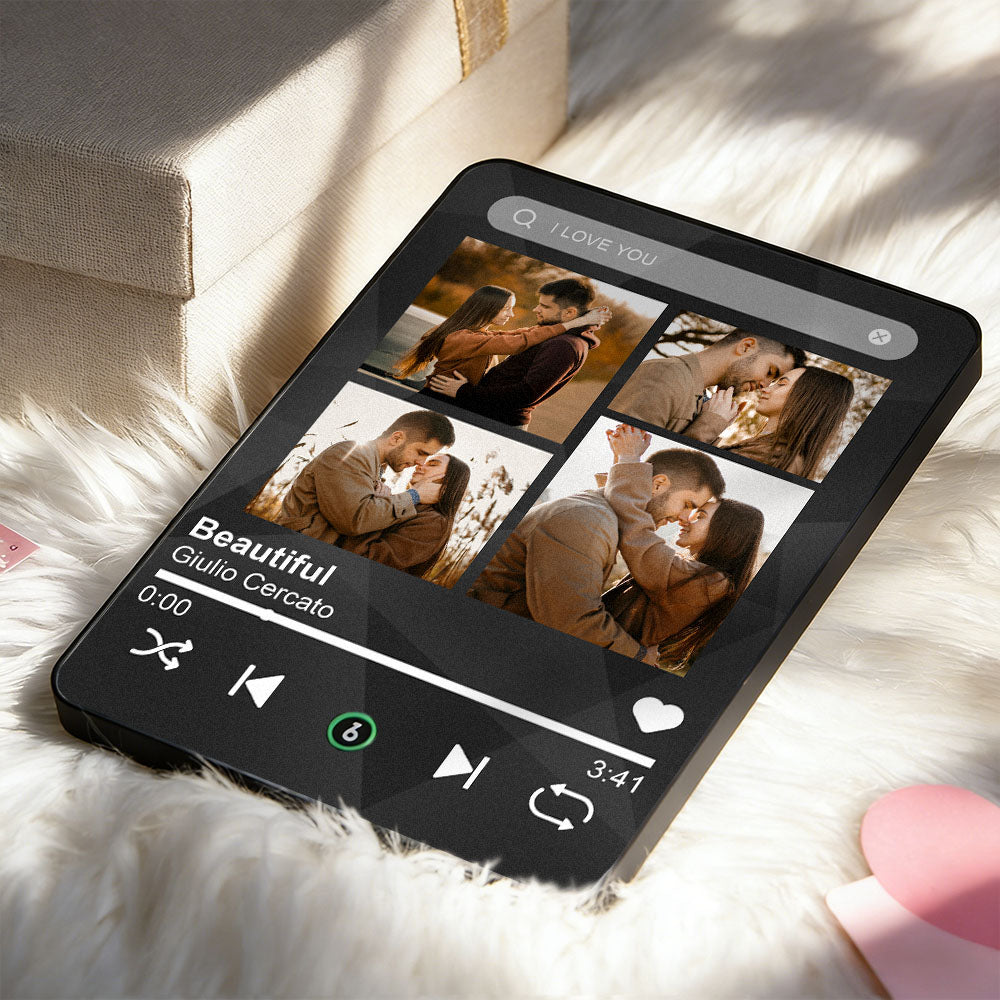 Personalizowana tablica muzyczna z 4 zdjęciami na Walentynki dla ukochanej