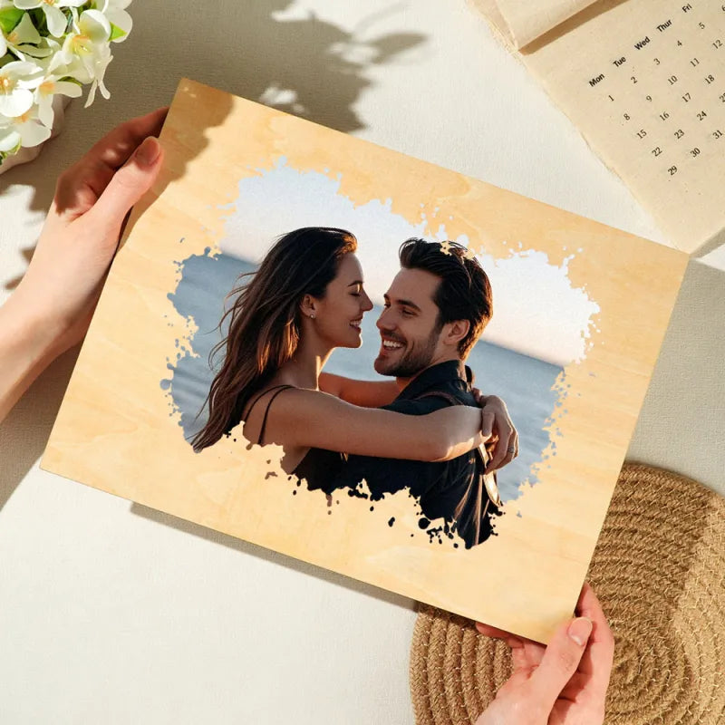 Personalizowany portret pary na drewnie, idealny prezent na rocznicę