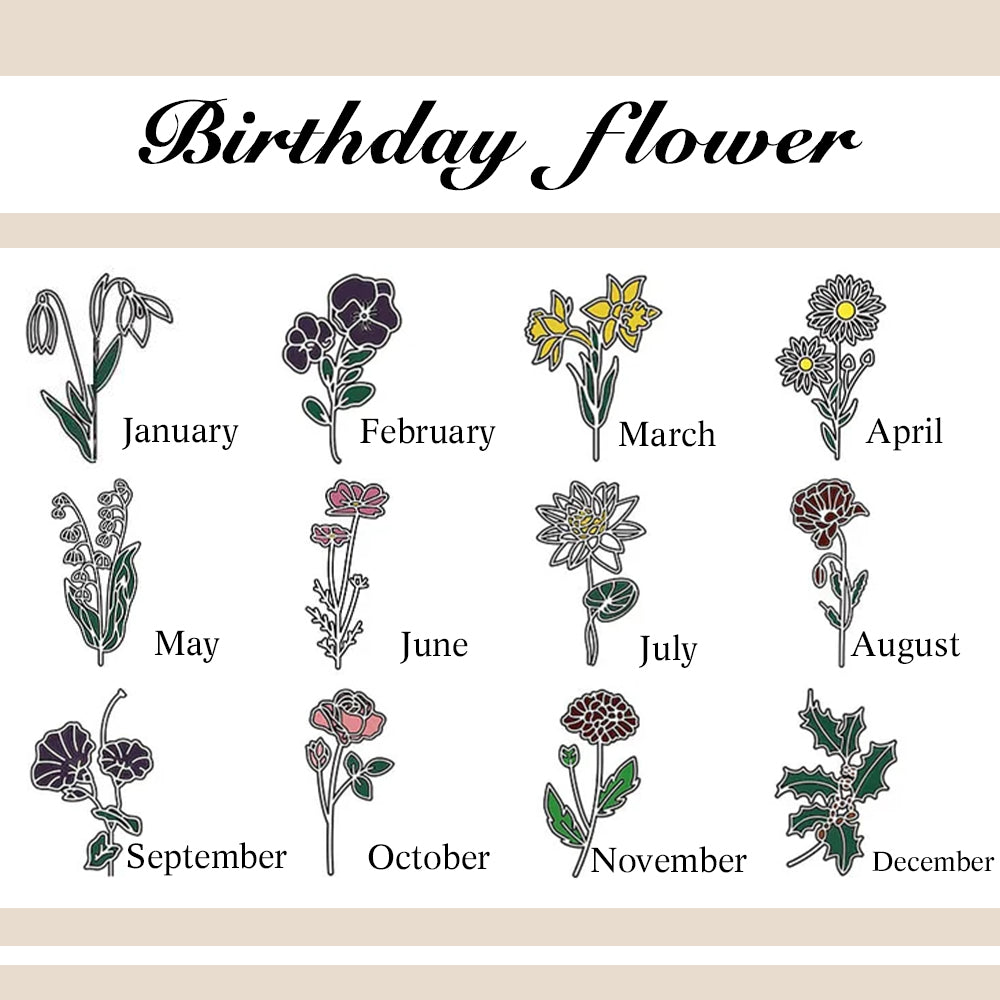 Personalized Birth Flower Birthstone Necklace with Name Necklace Jewelry Gift for Her