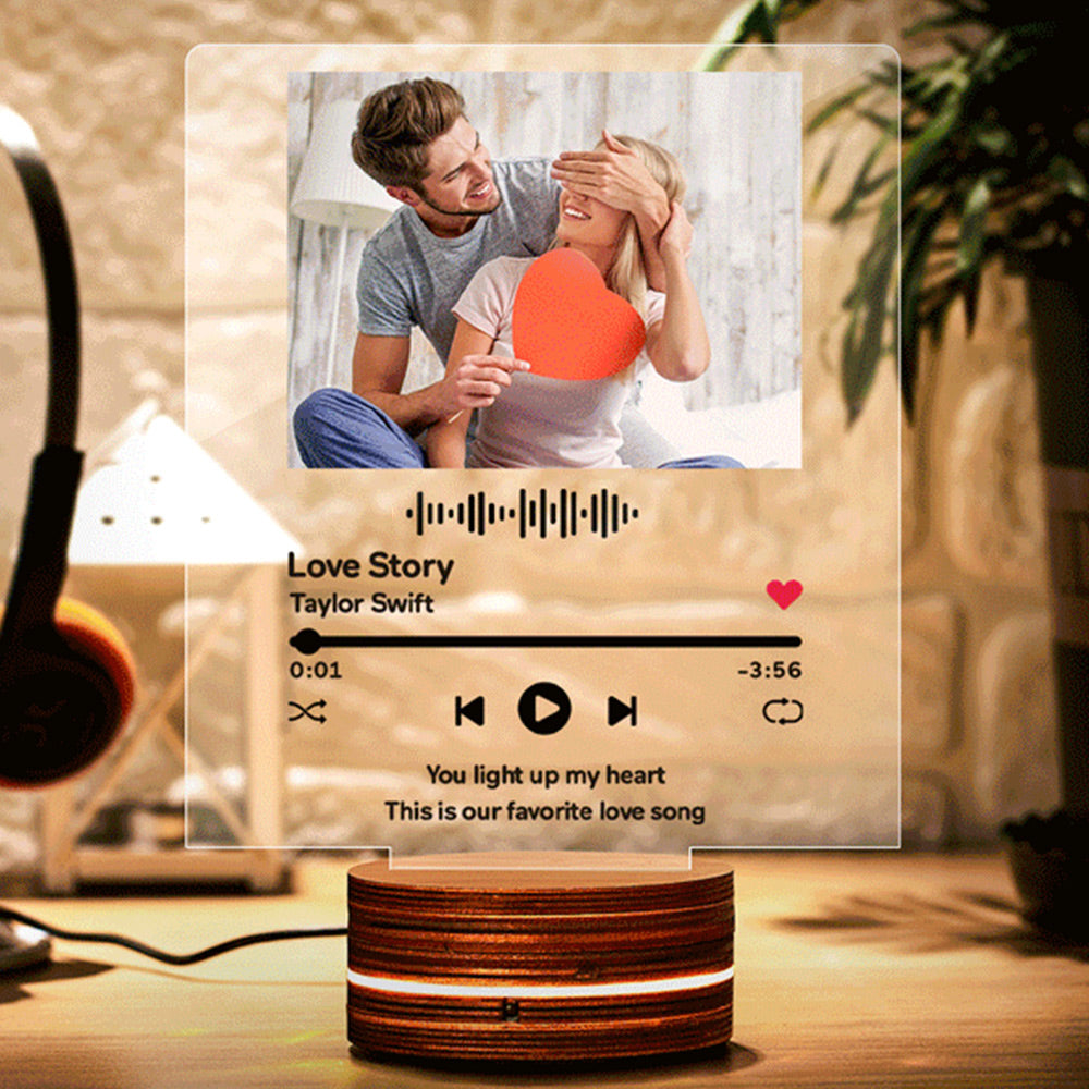Personalizowana szklana płyta muzyczna z kodem QR na prezent dla pary