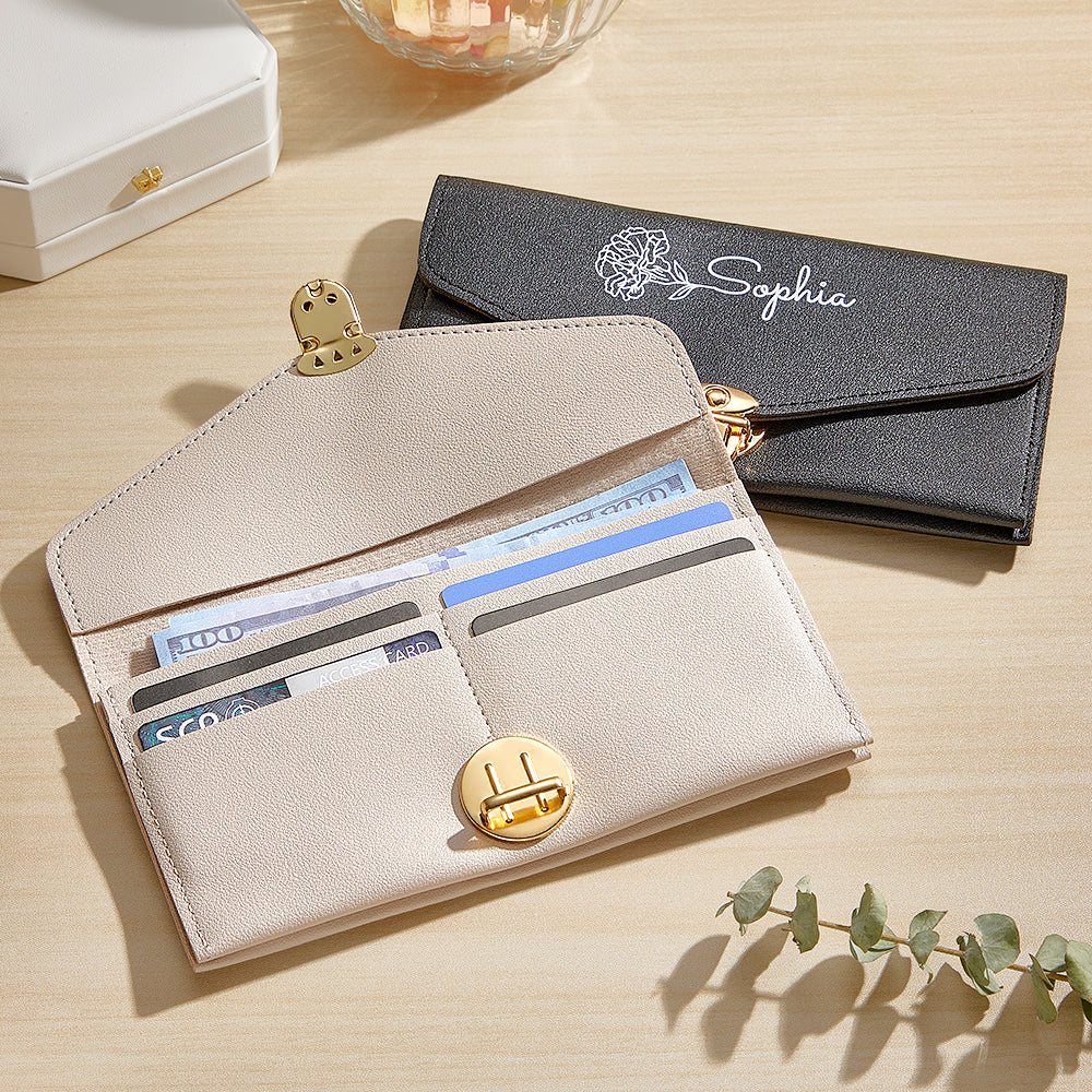 Portfel na Dzień Babci - prezent dla babci z imieniem i kwiatem urodzinowym