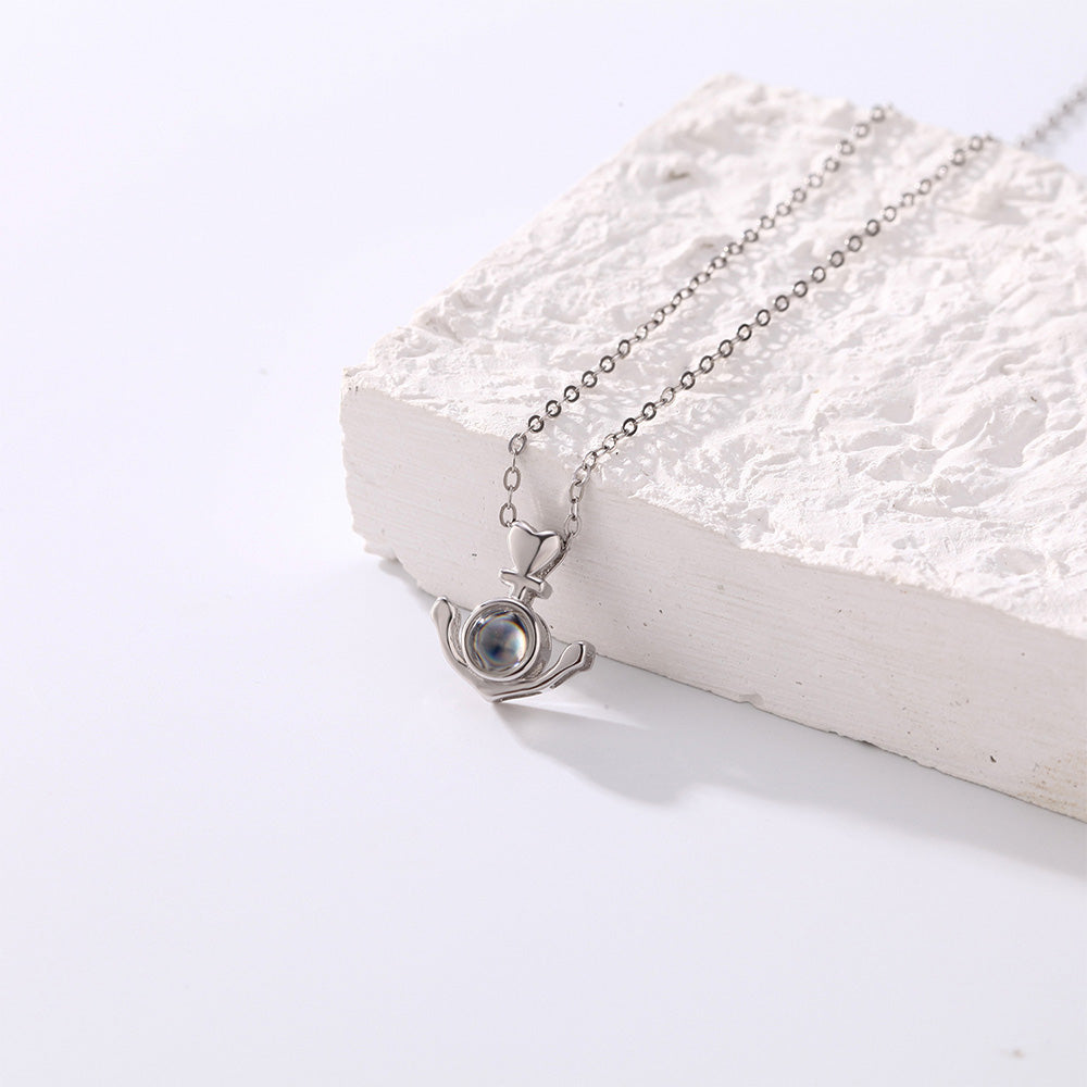 Personalized Anchor Projection Necklace with Heart 925 Sterling Silver