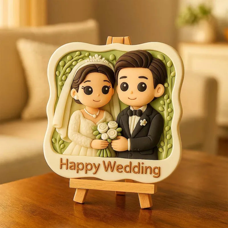 Personalizowana mini figurka 3D z drewnianym stojakiem na prezent urodzinowy