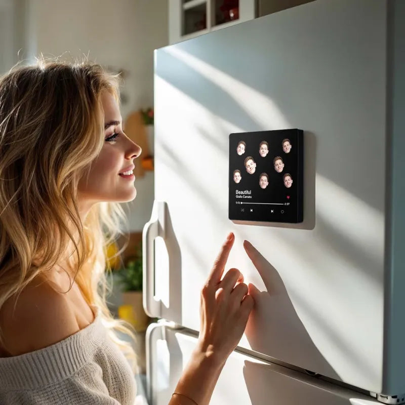 FridgeBeats Framed Custom Music Fridge Magnet Custom Face Colorful Album Fridge Magnet Music Wall Photo Sticker Gift for Couple