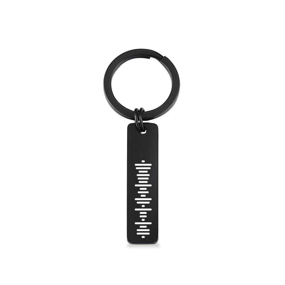 Single Side Engraved Stainless Steel Scannable Code Music Keychain