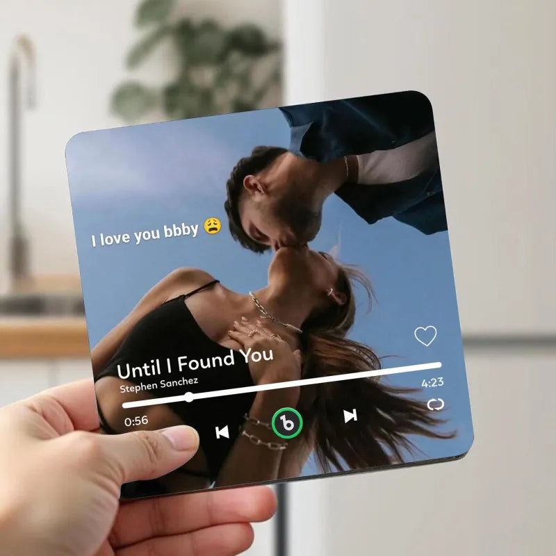 Personalizowany magnes na lodówkę z muzyką i zdjęciem, prezent na Walentynki