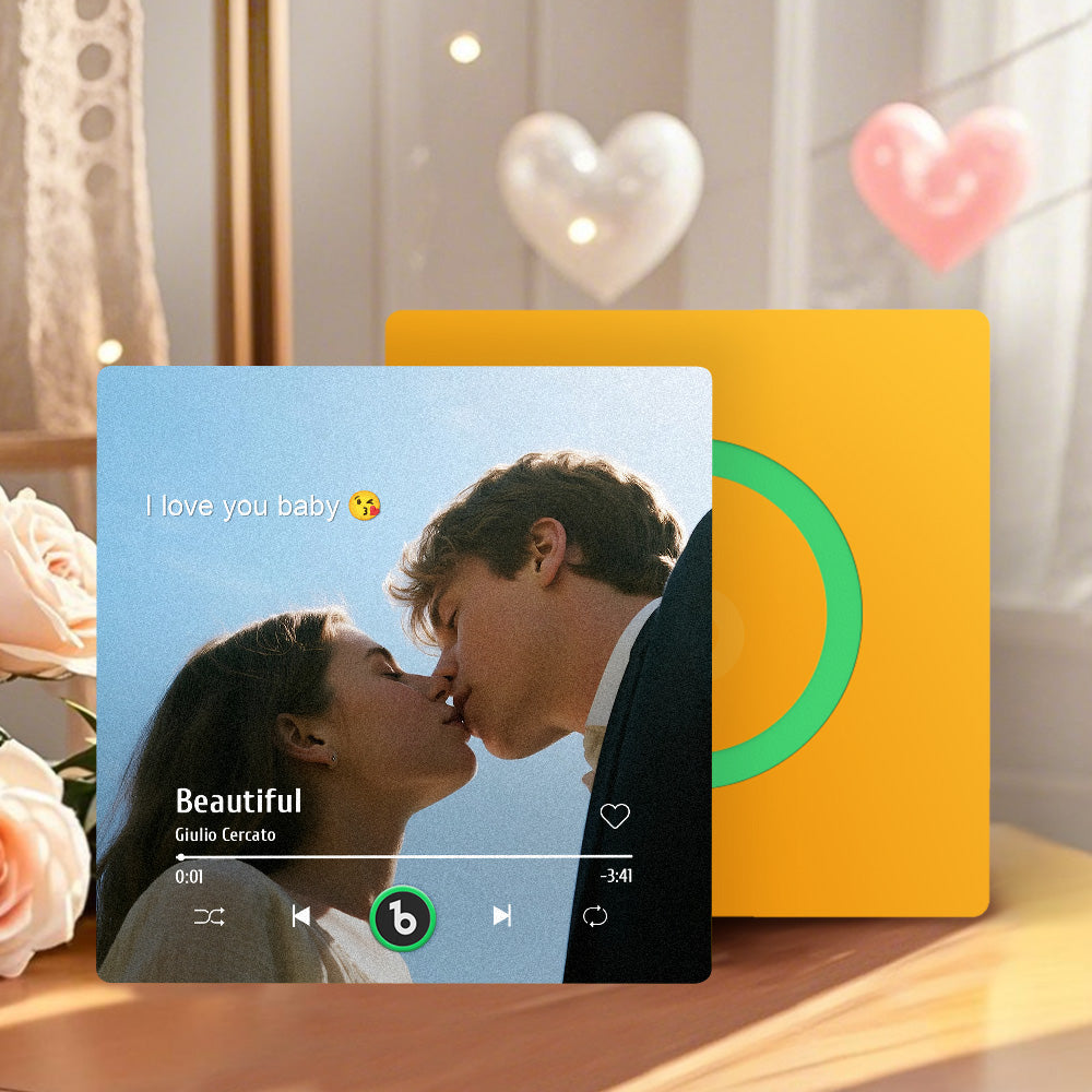 Personalizowany magnes na lodówkę z muzyką i zdjęciem, prezent na Walentynki