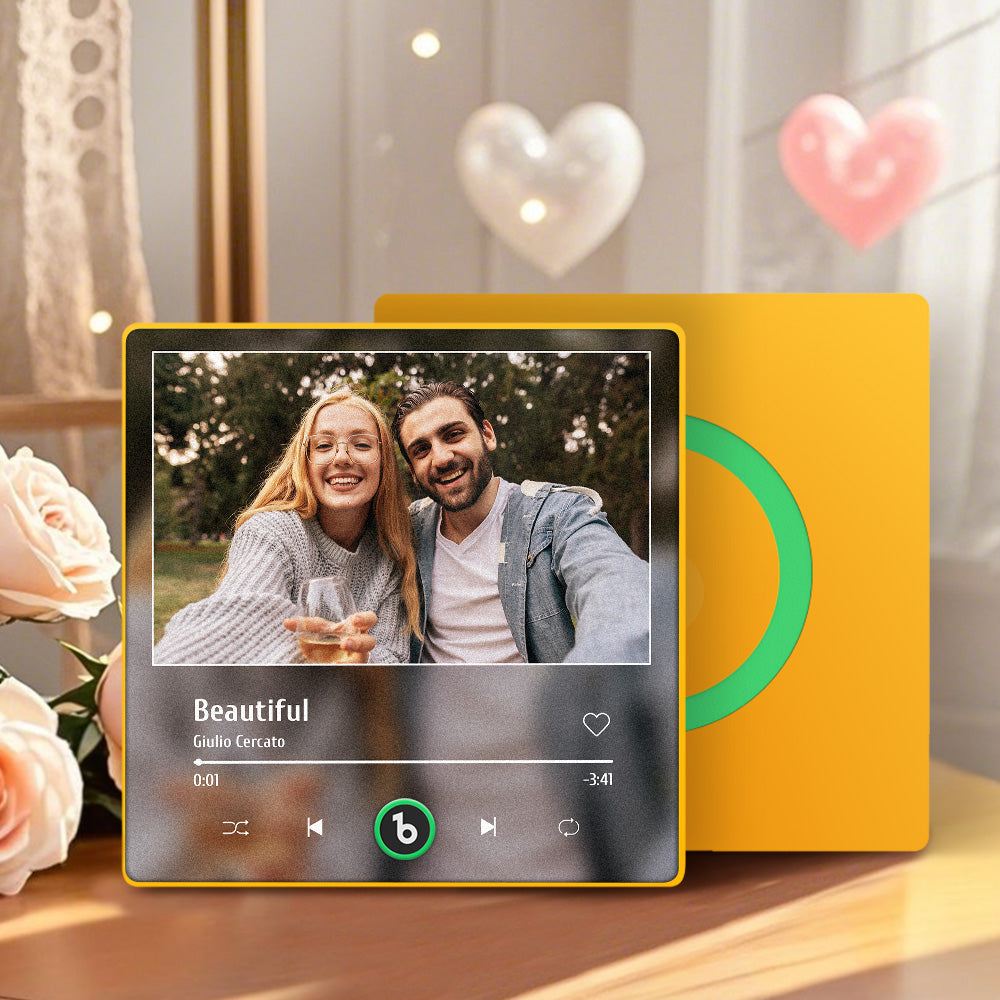 Personalizowany magnes na lodówkę z muzyką i zdjęciem, prezent na urodziny dla pary