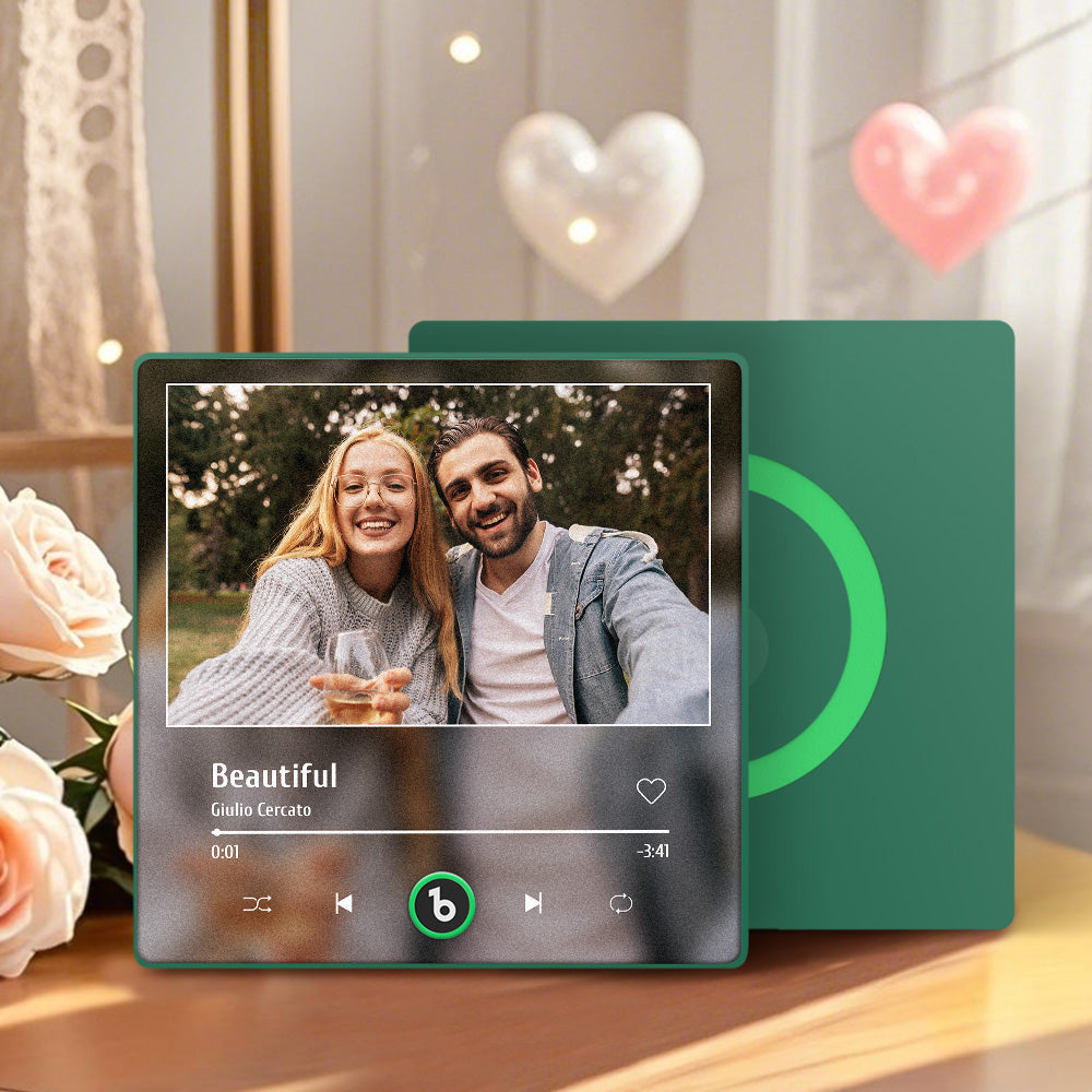 Personalizowany magnes na lodówkę z muzyką i zdjęciem, prezent na urodziny dla pary