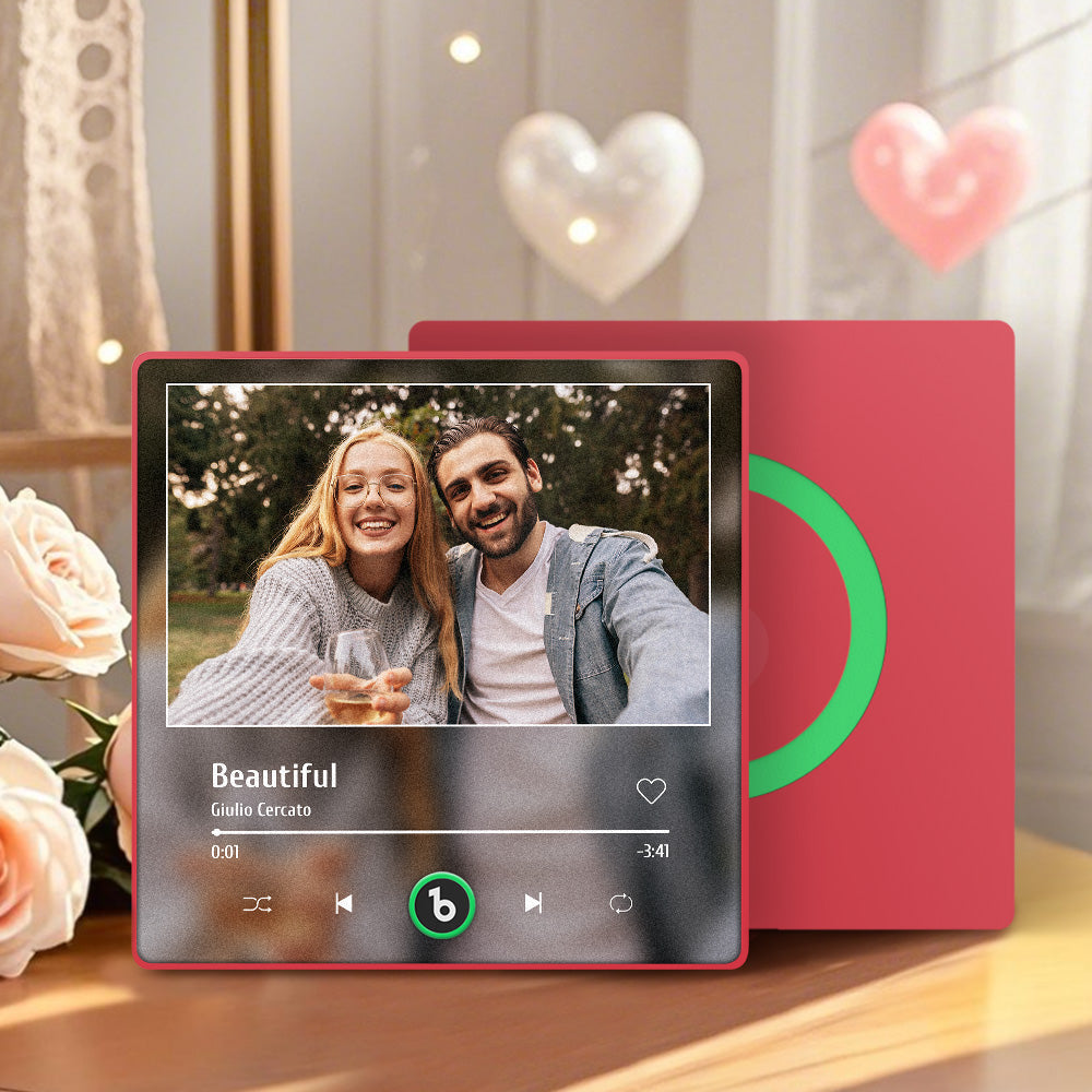 Personalizowany magnes na lodówkę z muzyką i zdjęciem, prezent na urodziny dla pary