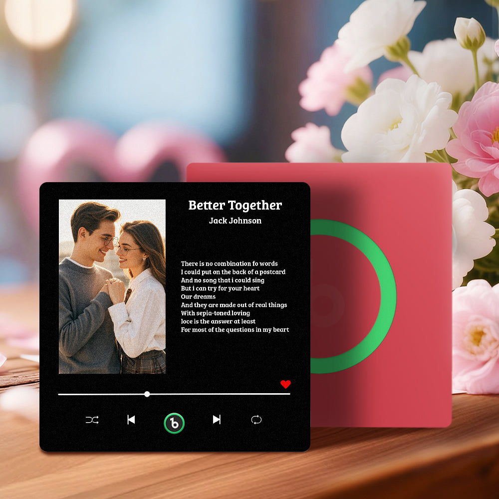 Personalizowany magnes na lodówkę z tekstem piosenki dla pary na Walentynki