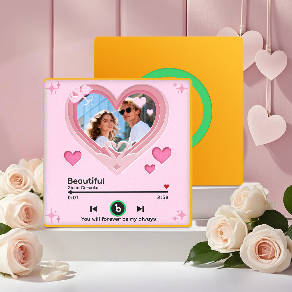 Personalizowany magnes na lodówkę z muzyką i zdjęciem, prezent na Walentynki dla pary