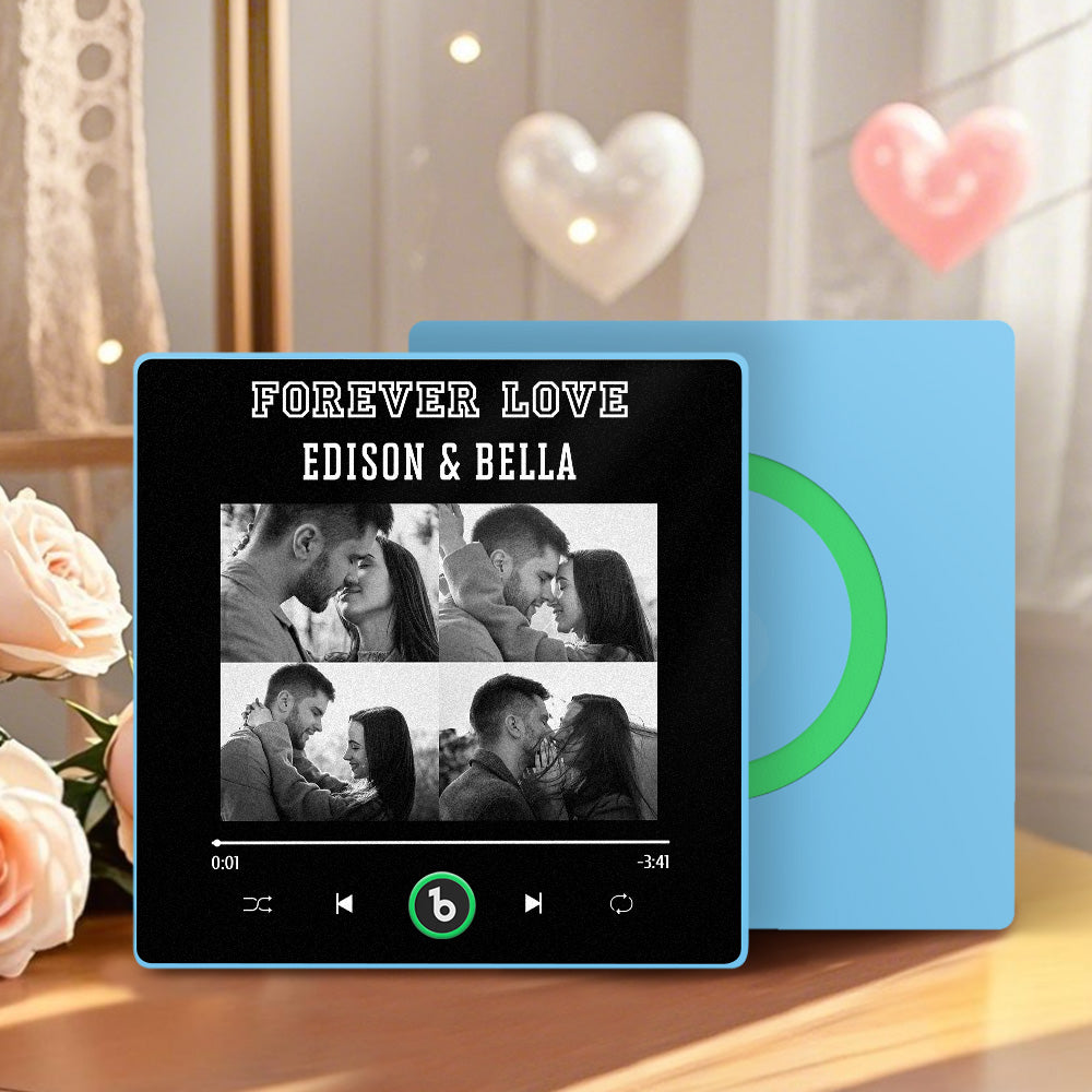 Personalizowany magnes na lodówkę z imionami i zdjęciami na Walentynki dla pary