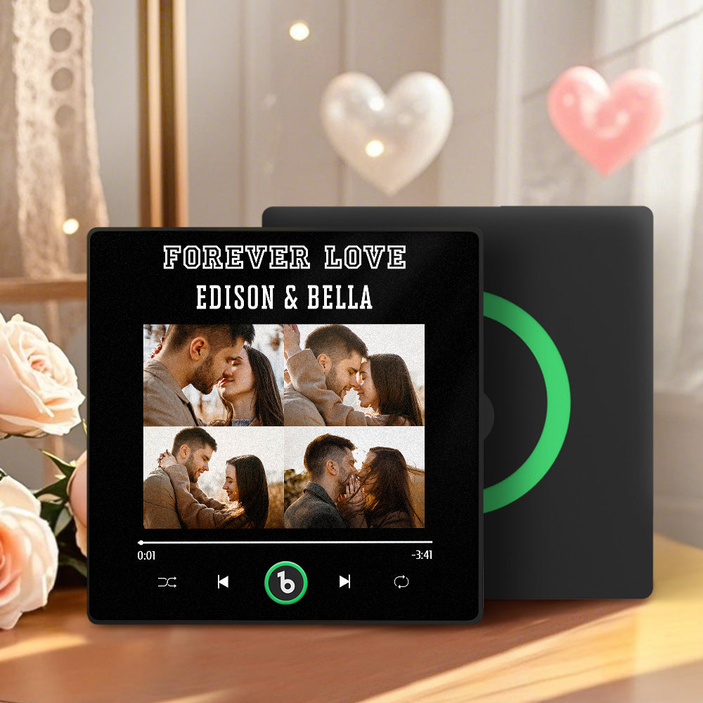Personalizowany magnes na lodówkę z muzyką i zdjęciami na Walentynki dla pary