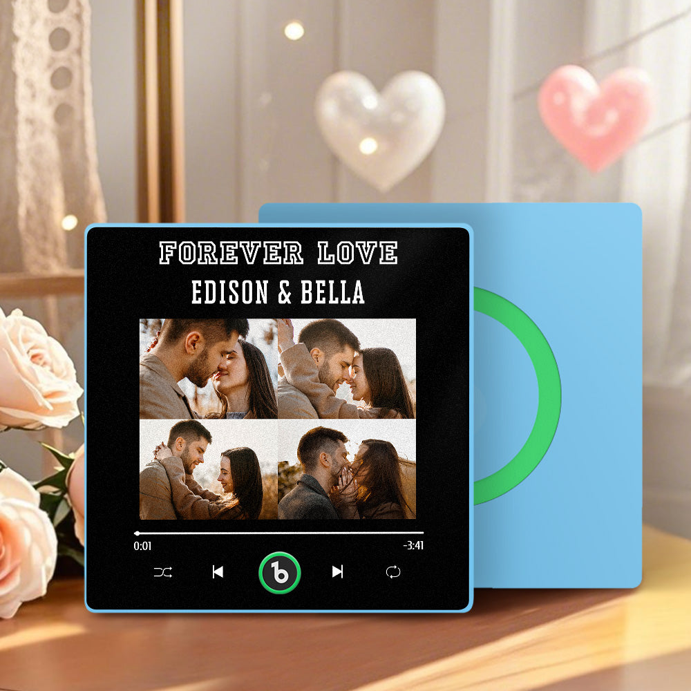 Personalizowany magnes na lodówkę z muzyką i zdjęciami na Walentynki dla pary