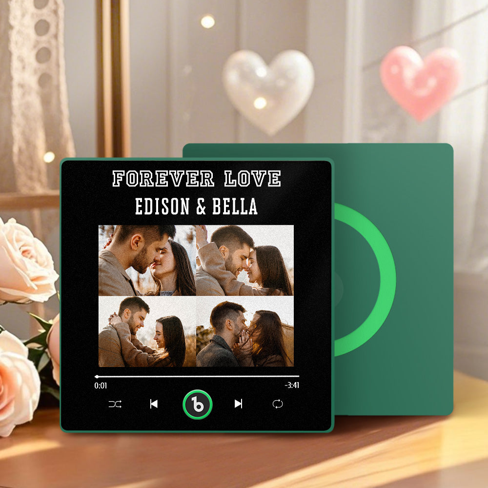 Personalizowany magnes na lodówkę z muzyką i zdjęciami na Walentynki dla pary