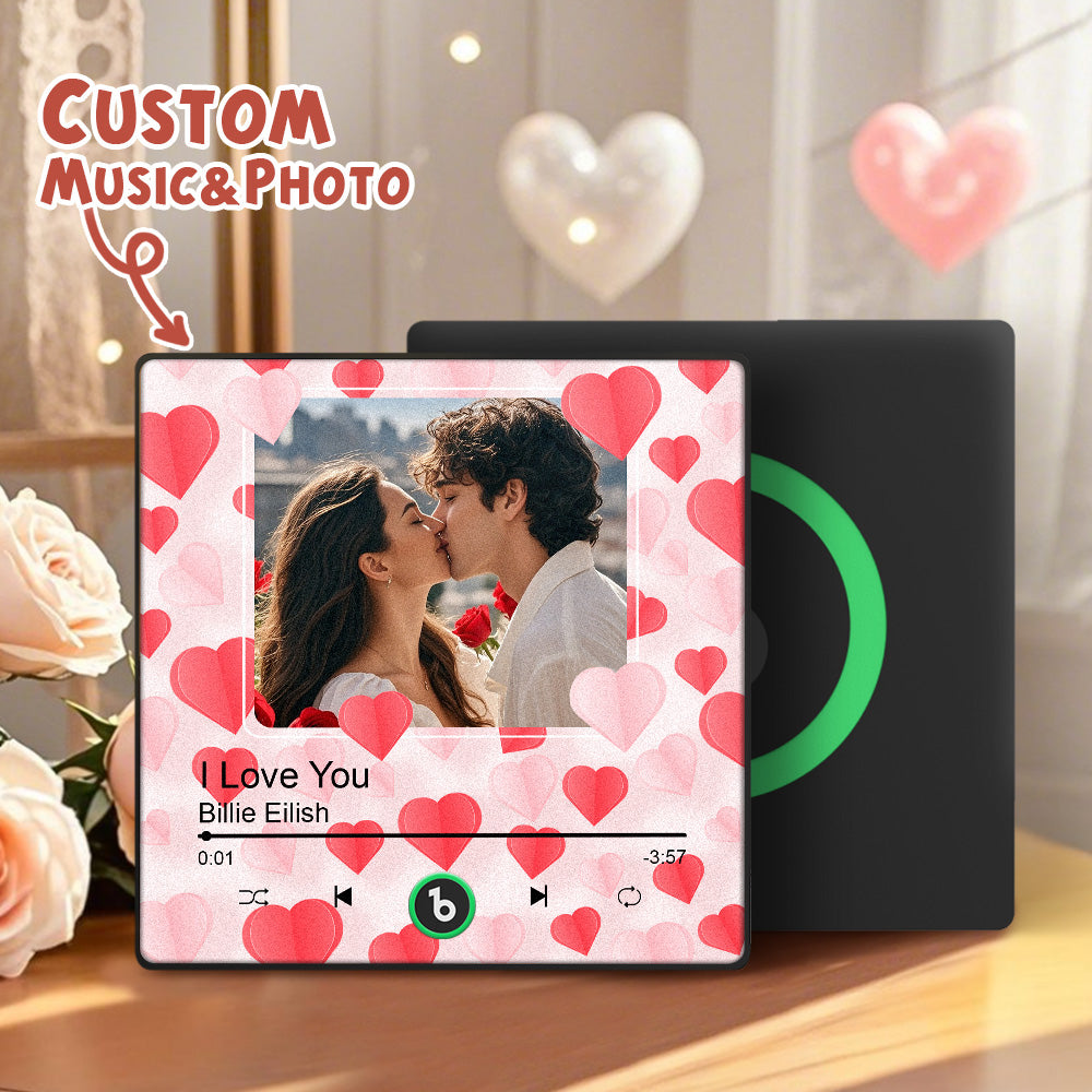 FridgeBeats Framed Custom Photo with Hearts Music Fridge Magnet Sticker Special for Valentine's Day New 4.0 Upgrade Colorful Frame