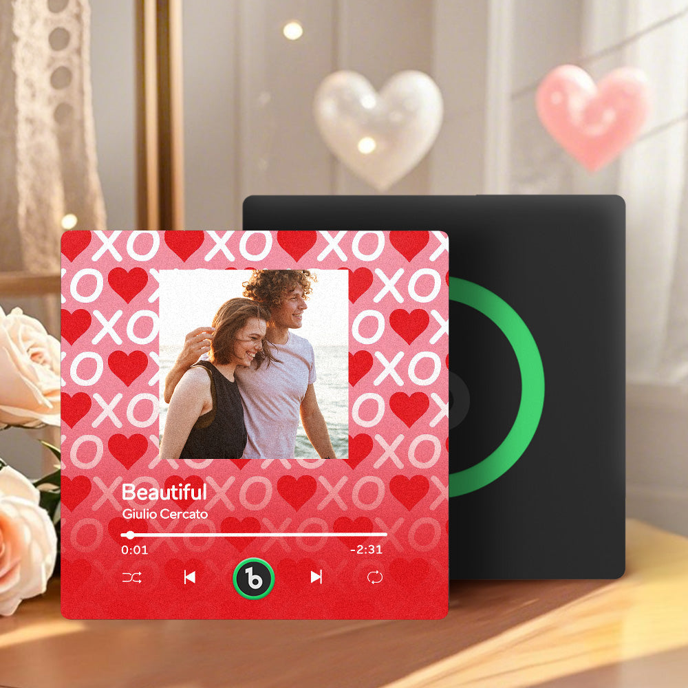 Personalizowany magnes na lodówkę z muzyką na prezent dla pary na Walentynki