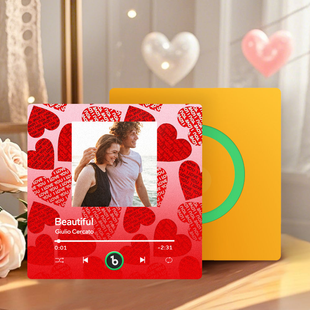 Personalizowany magnes na lodówkę z muzyką i sercem, prezent na Walentynki