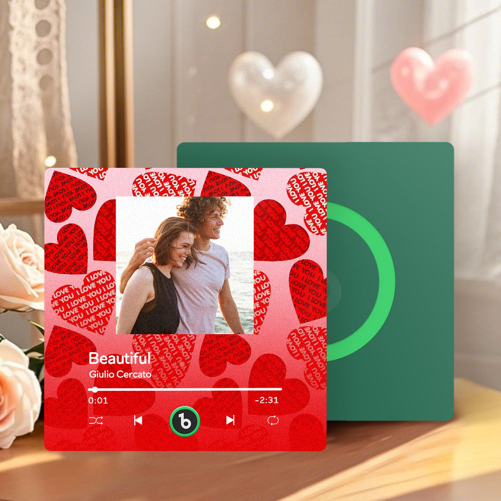 Personalizowany magnes na lodówkę z muzyką i sercem, prezent na Walentynki