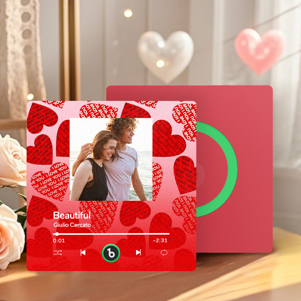 Personalizowany magnes na lodówkę z muzyką i sercem, prezent na Walentynki