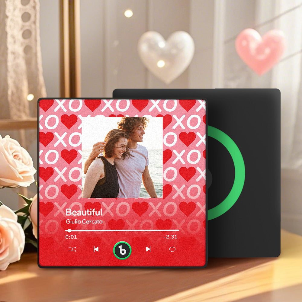 Personalizowany magnes na lodówkę z muzyką na Walentynki z sercami
