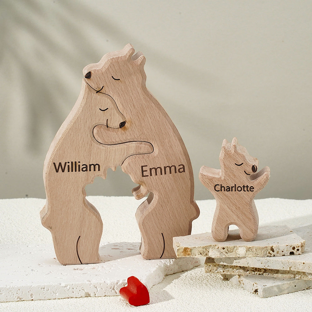 Personalizowane puzzle drewniane dla rodzin z imionami, idealny prezent do domu
