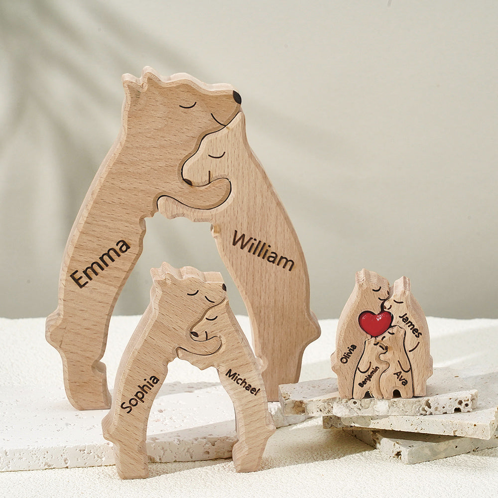 Personalizowane puzzle drewniane dla rodzin z imionami, idealny prezent do domu